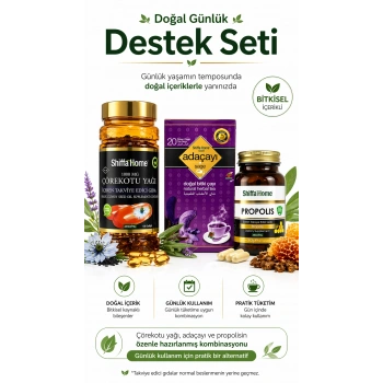 ÇareBurada Günlük Rutin Destek Seti | Çörekotu Yağı 100 Softjel & Adaçayı 20 Poşet Çay & Propolis Kapsül 60 Kapsül