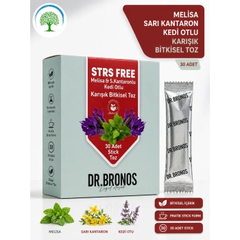 ÇareBurada | Dr. Bronos STRS FREE Melisa, Sarı Kantaron, Kedi otlu Karışık Bitkisel Toz 30 Stick