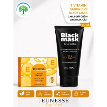 Jeunesse Black Mask 150 ml & Biobiens E Vitamini Sabunu 2li Premium Cilt Bakım Seti