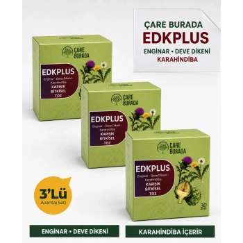 ÇareBurada EDKPLUS Enginar, Deve Dikeni ve Karahindiba İçeren Karışık Bitkisel Toz 30 Adet 3lü Set