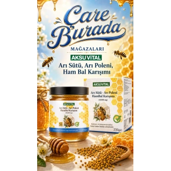 Aksuvital - Arı Sütü & Arı Poleni Ham Bal Karışımı 235 Gr (18.000 miligram)