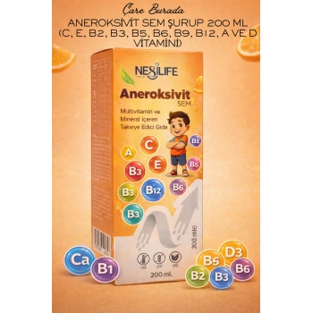 Aneroksivit Sem Şurup 200 Ml (C, E, B1, B2, B3, B5, B6, B9, B12, A ve D Vitamini)