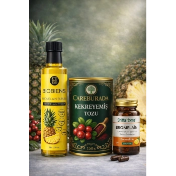 Bromelain Şurup, Kekreyemiş Tozu ve Bromelain Kapsül Seti