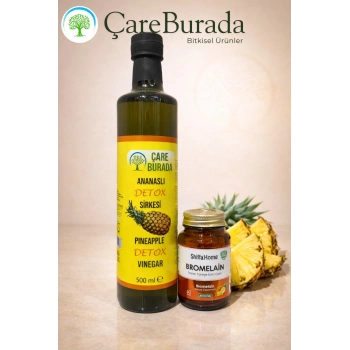 ÇareBurada Ananaslı Detoks Sirke 500 ml. + Bromelain 60 Tablets