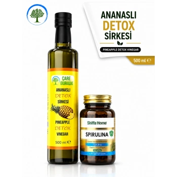 ÇareBurada Ananaslı Detoks Sirkesi 500 ml & ShiffaHome Spirulina 60 Kapsül