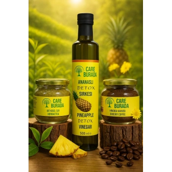ÇareBurada Detox Seti ( Ananas Sirkesi, Hindiba Kahvesi, Bitkisel Çay )