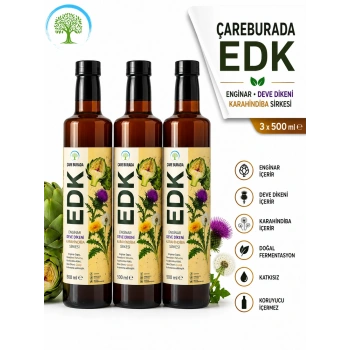 ÇareBurada EDK Sirke 500 ml 3 ADET | Enginar, Devedikeni, Karahindiba