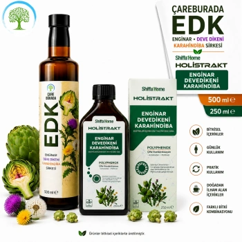 ÇareBurada EDK Sirke 500 ml & Holistrakt Enginar, Deve Dikeni, Karahindiba 250 ml Ekstrakt | Enginar, Devedikeni, Karahindiba