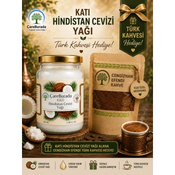 ÇareBurada Katı Hindistan Cevizi Yağı 100 ml. - Soğuk Sıkım + Türk Kahvesi Hediye