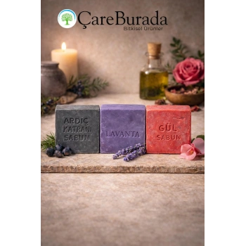 ÇareBurada Sabun Seti 3lü - Ardıç Katranı & Lavanta & Gül