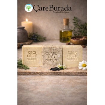 ÇareBurada Sabun Seti 3lü - Keçi Sütlü & Çörek Otu & Eşek Sütlü