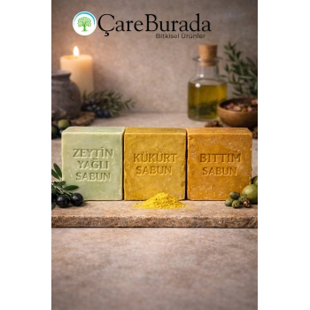 ÇareBurada Sabun Seti 3lü - Zeytin Yağlı & Kükürt & Bıttım