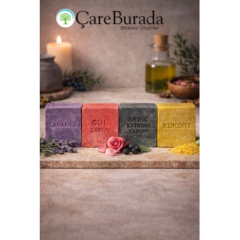 ÇareBurada Sabun Seti 4lü - Lavanta & Gül & Ardıç Katranı & Kükürt
