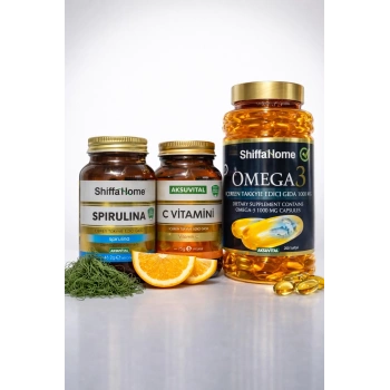 ÇareBurada Spirulina 60 kapsül, Omega3 200 Softjel, C Vitamini Kapsül 60 Kapsül