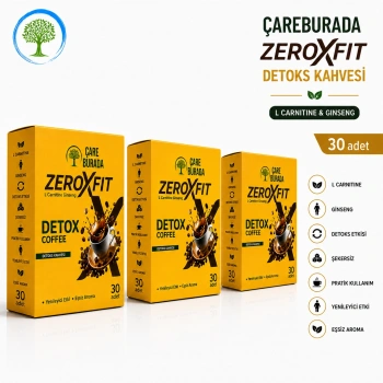 ÇareBurada ZeroxFit Detoks Kahvesi 30 Saşe 3 gr x 3 Adet | L-Carnitine, Ginseng, Guarana ve Hindiba İçerikli Çözünebilir Kahve