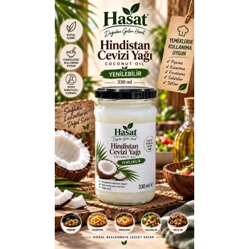 Hasat - Yenilebilir Katı Hindistan Cevizi Yağı 330 ml (Soğuk Sıkım)