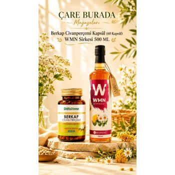 Kadınlara Özel Döngü Seti (Berkap Civanperçemi Kapsül (60 Kapsül) & WMN Sirke 500 Ml)