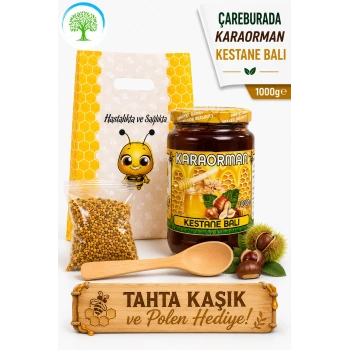 Karaorman Kestane Balı 1000g | Tahta Kaşık ve Polen Hediye