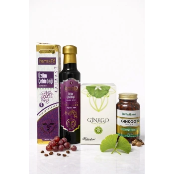 Üzüm Çekirdeği Ekstakt 250 ml. - Ginkgo Bıloba 20li Poşet Çay - Ginkgo Bıloba 60 Kapsül Set