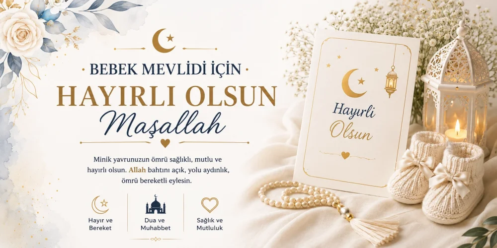 Bebek Mevlidi İçin Hayırlı Olsun Mesajları ve Tebrik Kartları