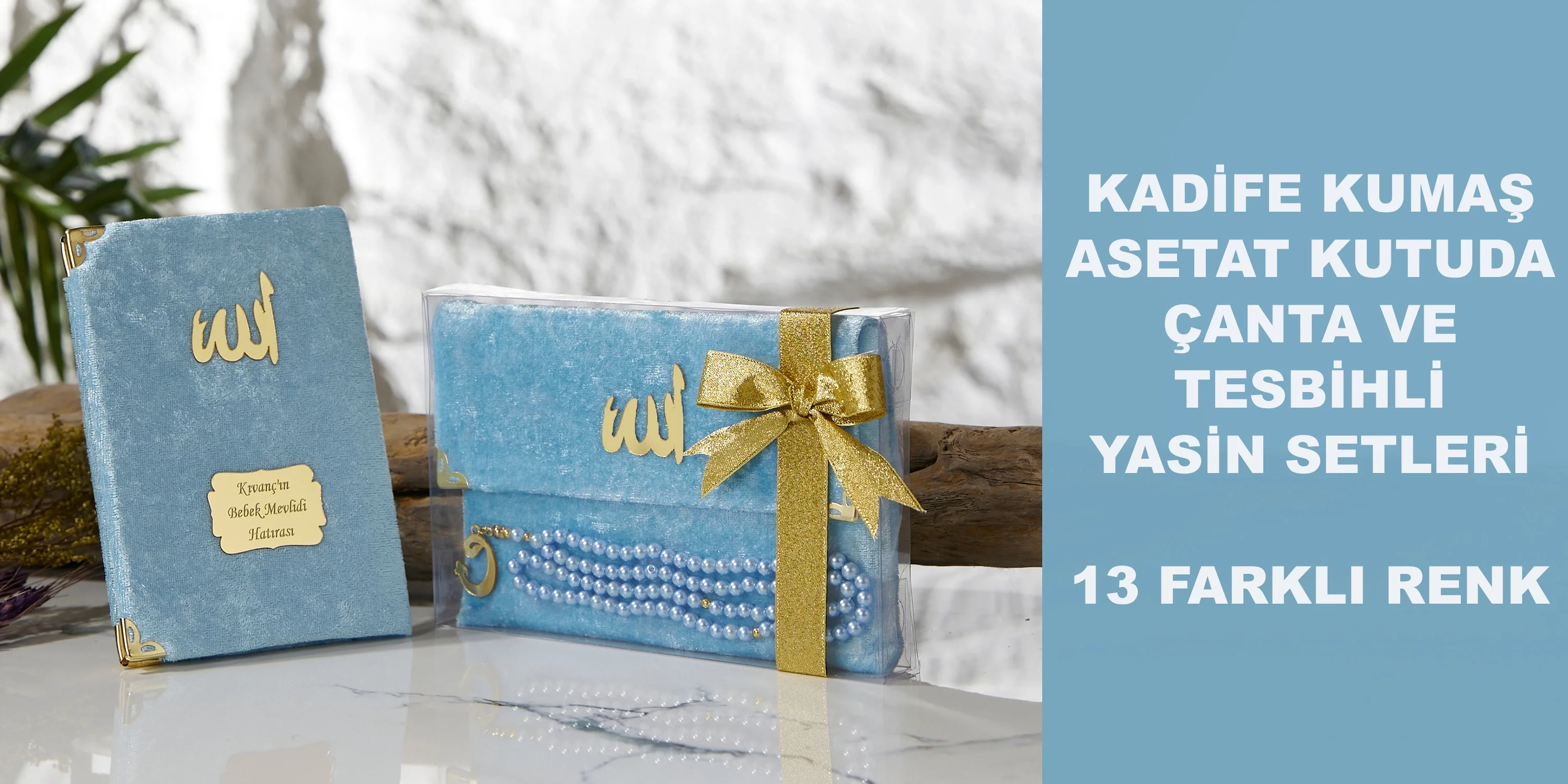 Asetat Kutuda Lüks Kadife Yasin Setleri