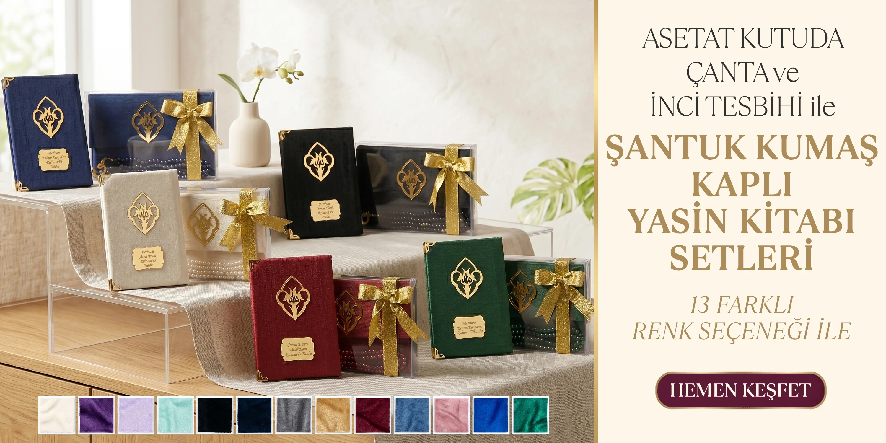 Asetat Kutuda Lüks Şantuk Yasin Setleri