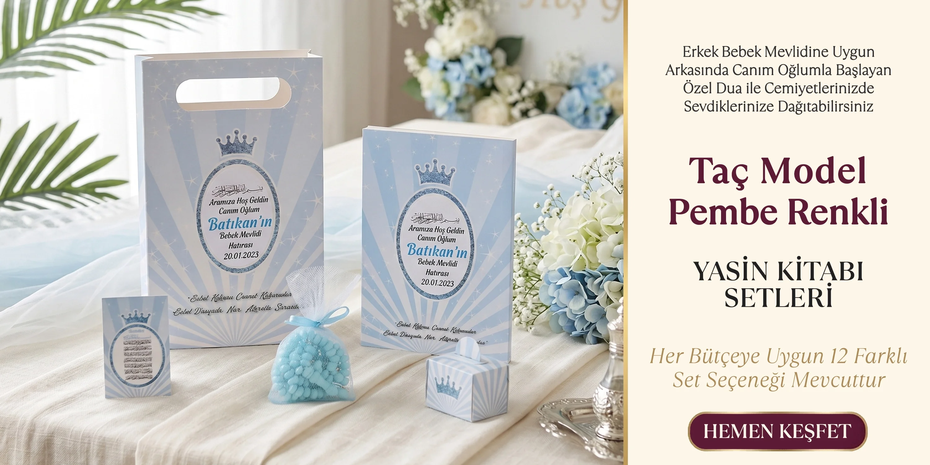 Taç Model Mavi Renkli Yasin Setleri
