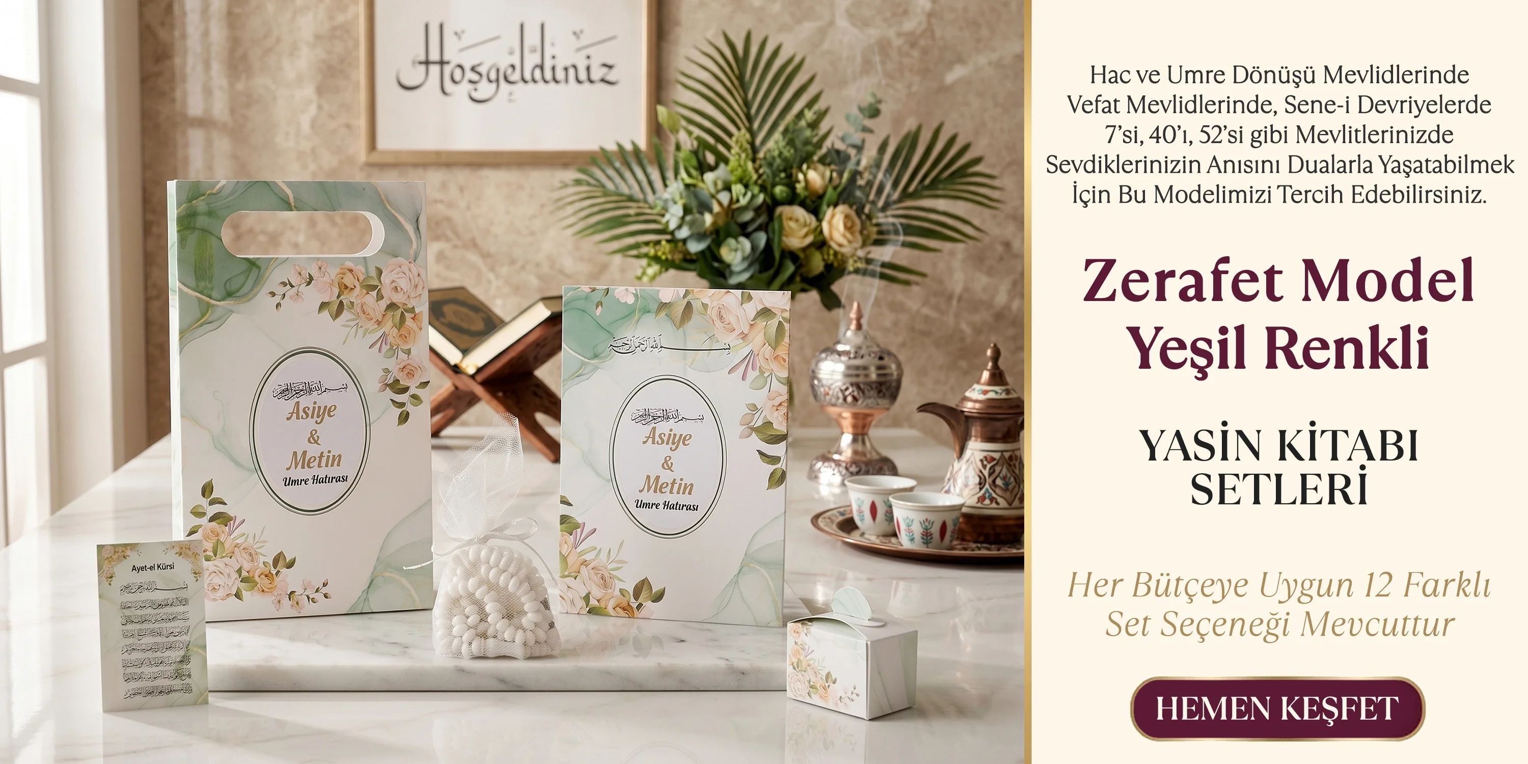 Zerafet Model Yeşil Renkli Yasin Setleri