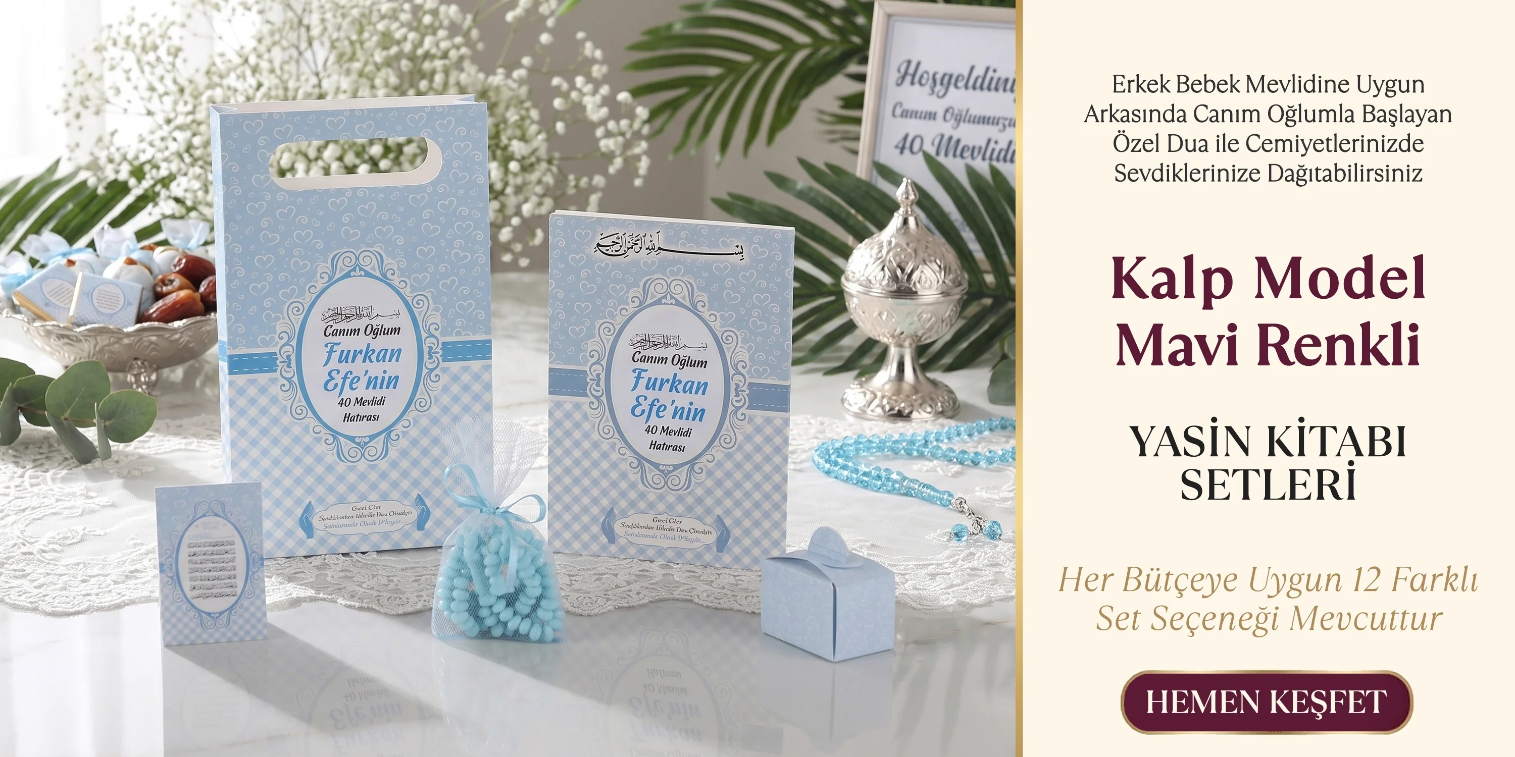 Kalp Model Mavi Renkli Yasin Setleri