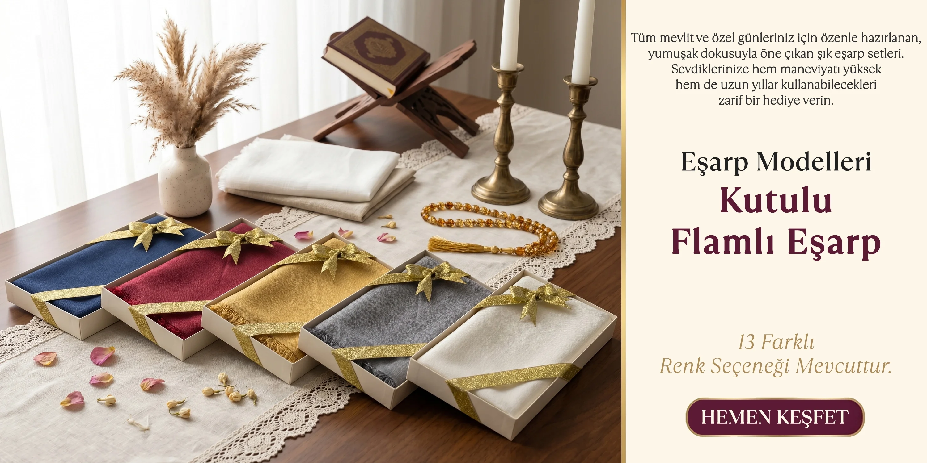 Kutuda Flamlı Eşarp Setleri