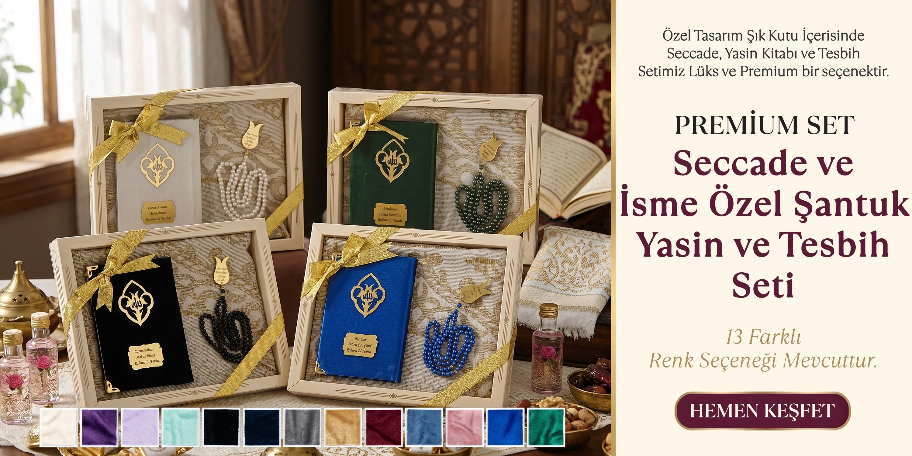 Lüks Kutuda Şantuk Yasin, Tesbih ve Seccade Setleri