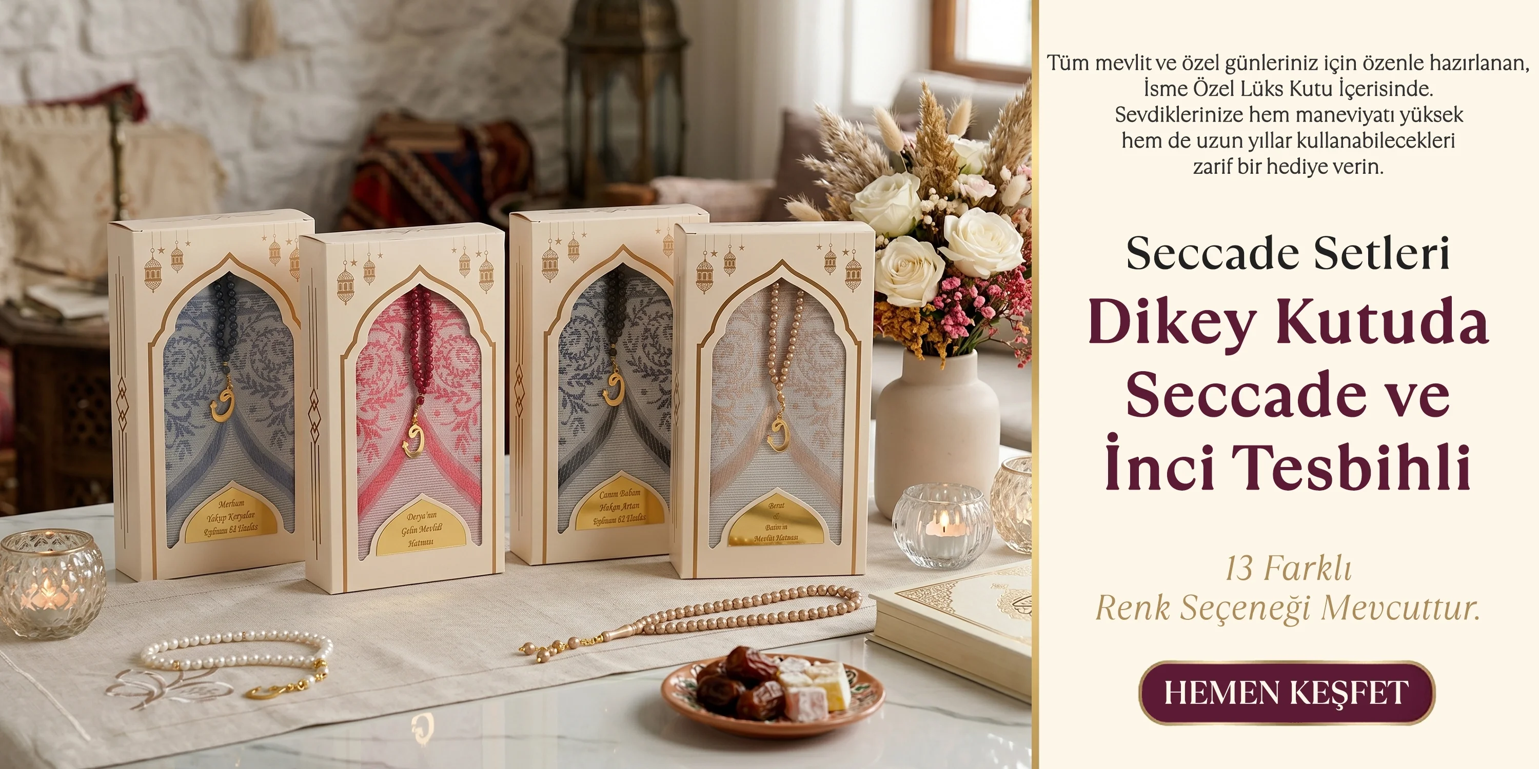 Dikey Kutuda Tesbih ve Seccade Setleri