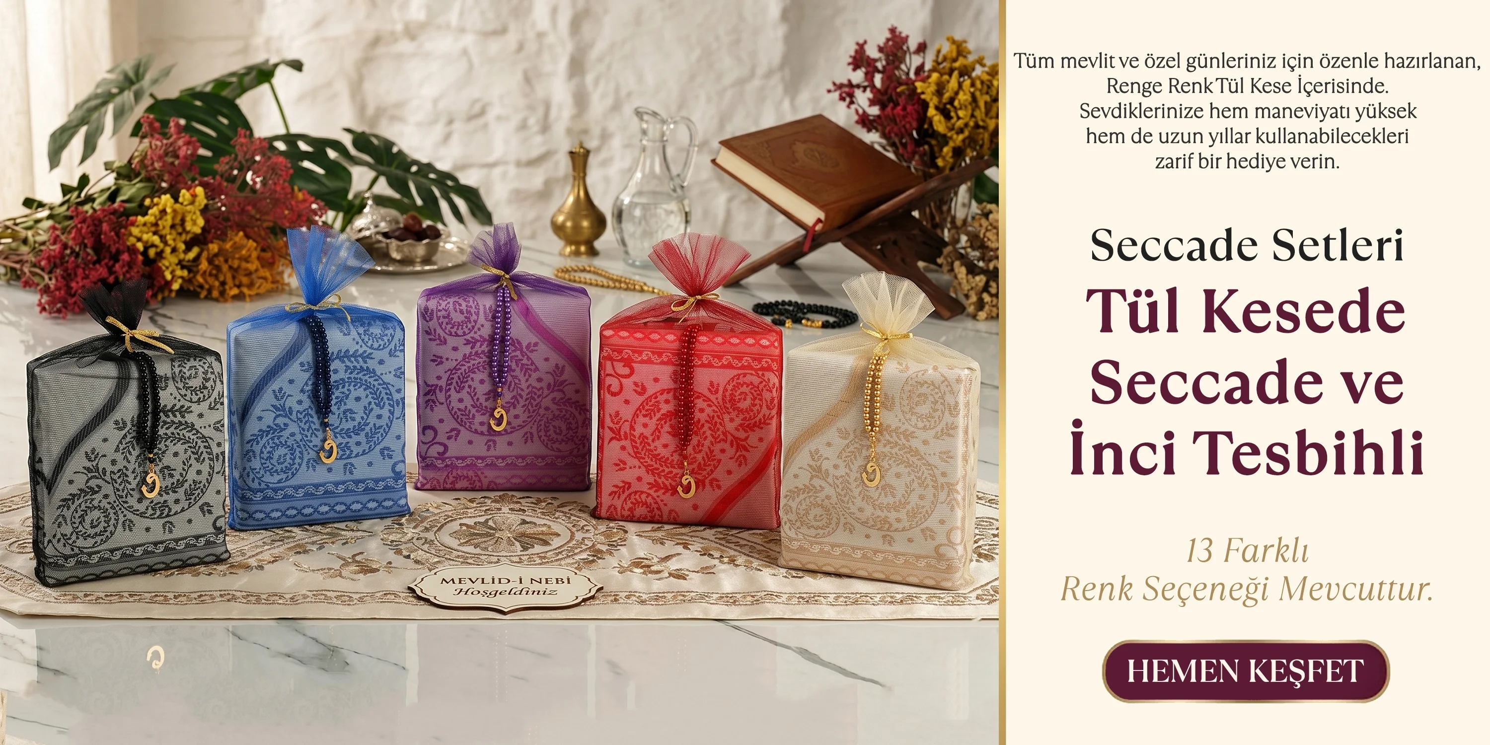 Tül Kesede Tesbih ve Seccade Setleri