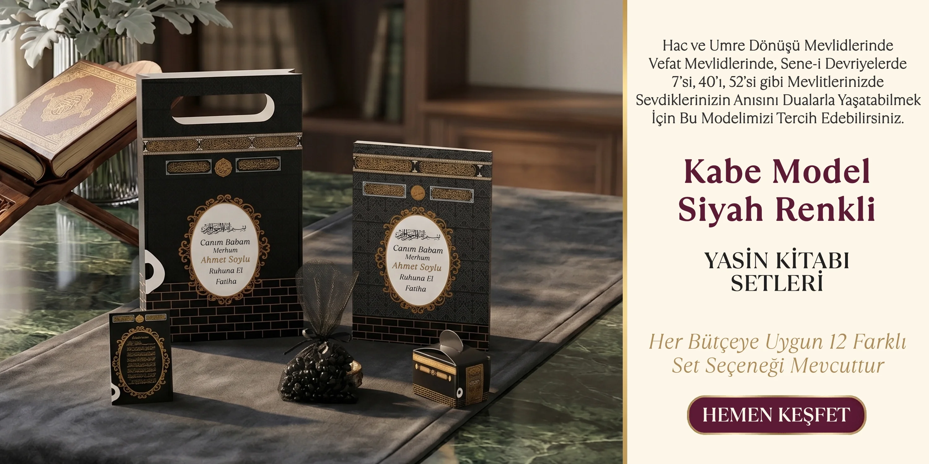 Kabe Model Siyah Renkli Yasin Setleri