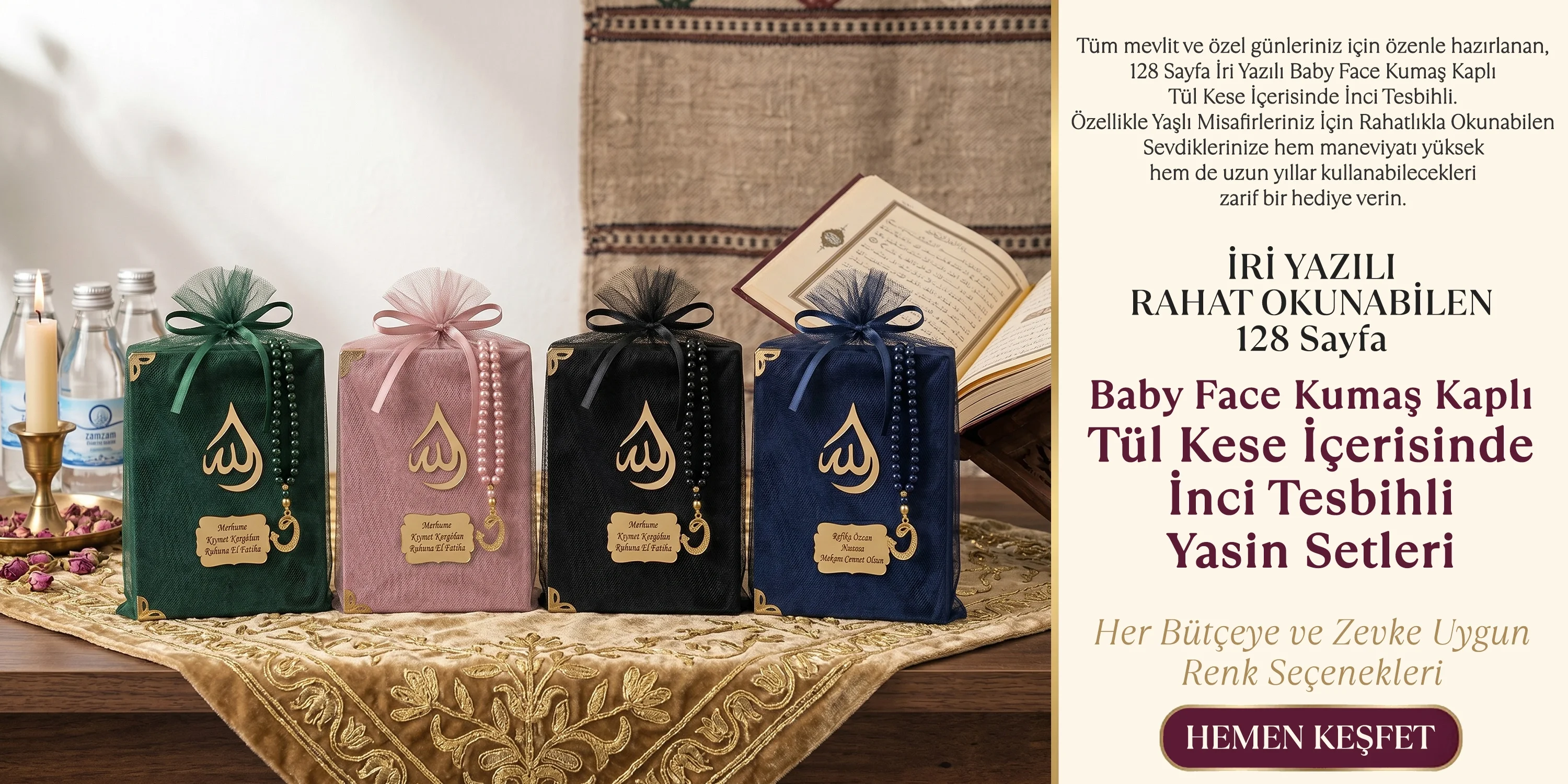 Tül Kesede Tesbihli BabyFace Yasin Setleri