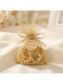 İsme Özel Gold Renkli Tül Kese İçerisinde İnci Tesbih - Mevlüt Hediyelikleri