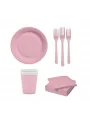 Pembe Temalı Parti Konsept Seti 8 Kişilik | Bardak, Tabak, Çatal, Peçete