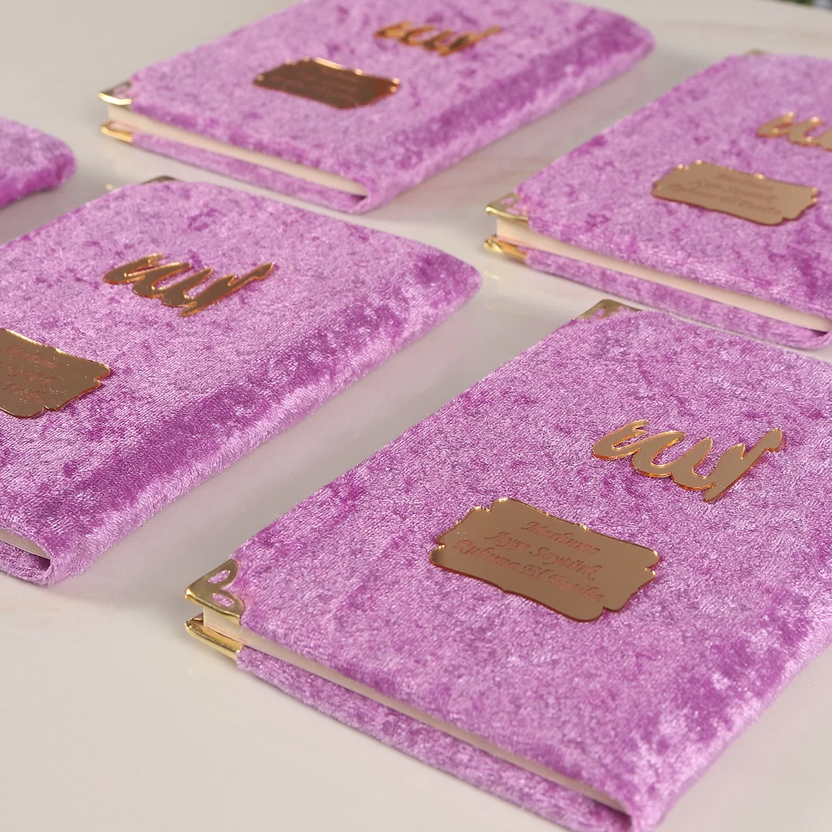 İsme Özel Lila Renkli Kadife Yasin Kitabı - Mevlüt Hediyelikleri