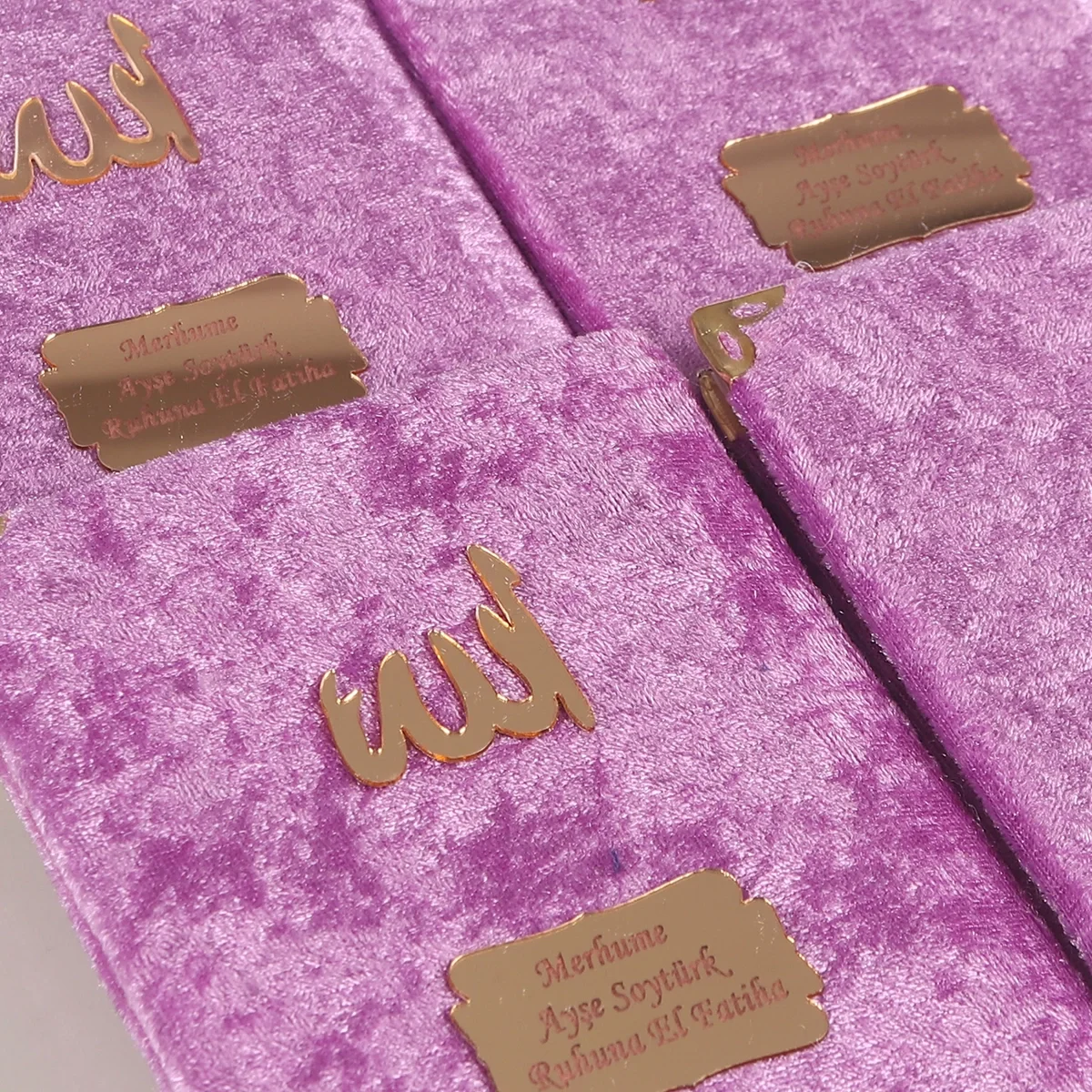 İsme Özel Lila Renkli Kadife Yasin Kitabı - Mevlüt Hediyelikleri
