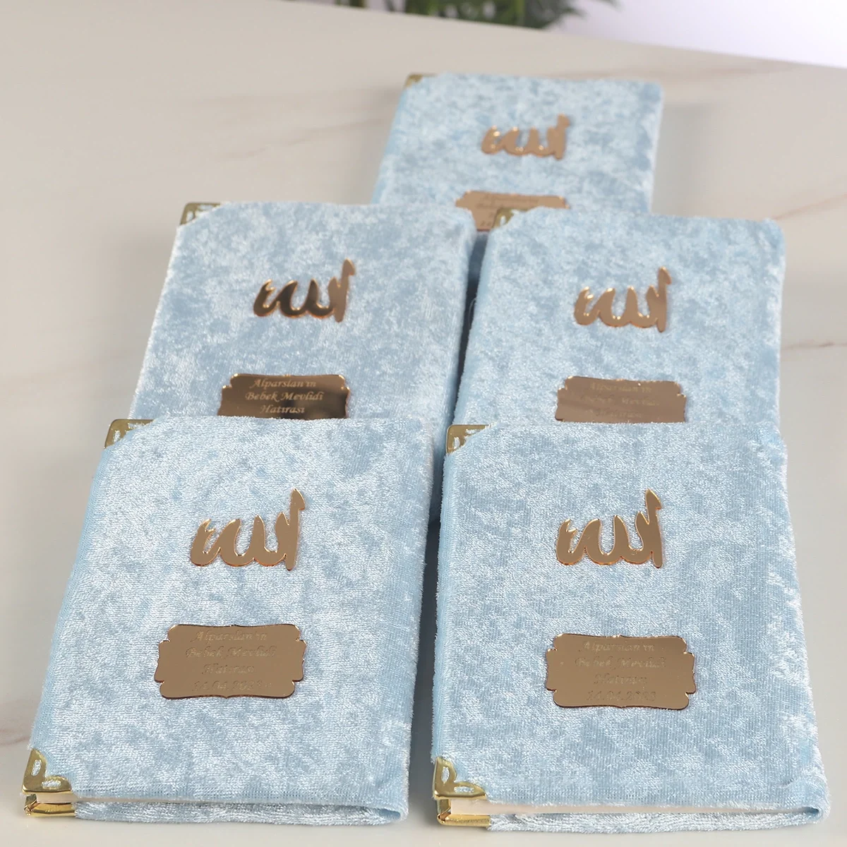 İsme Özel Mavi Renkli Kadife Yasin Kitabı - Mevlüt Hediyelikleri