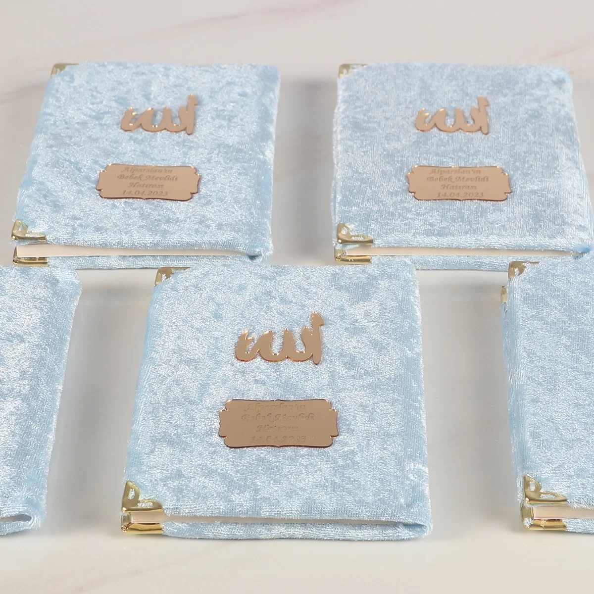 İsme Özel Mavi Renkli Kadife Yasin Kitabı - Mevlüt Hediyelikleri