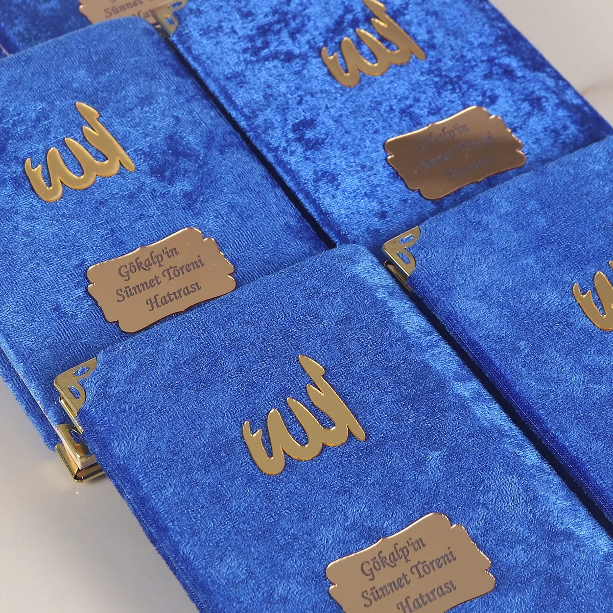 İsme Özel Saks Mavisi Renkli Kadife Yasin Kitabı - Mevlüt Hediyelikleri