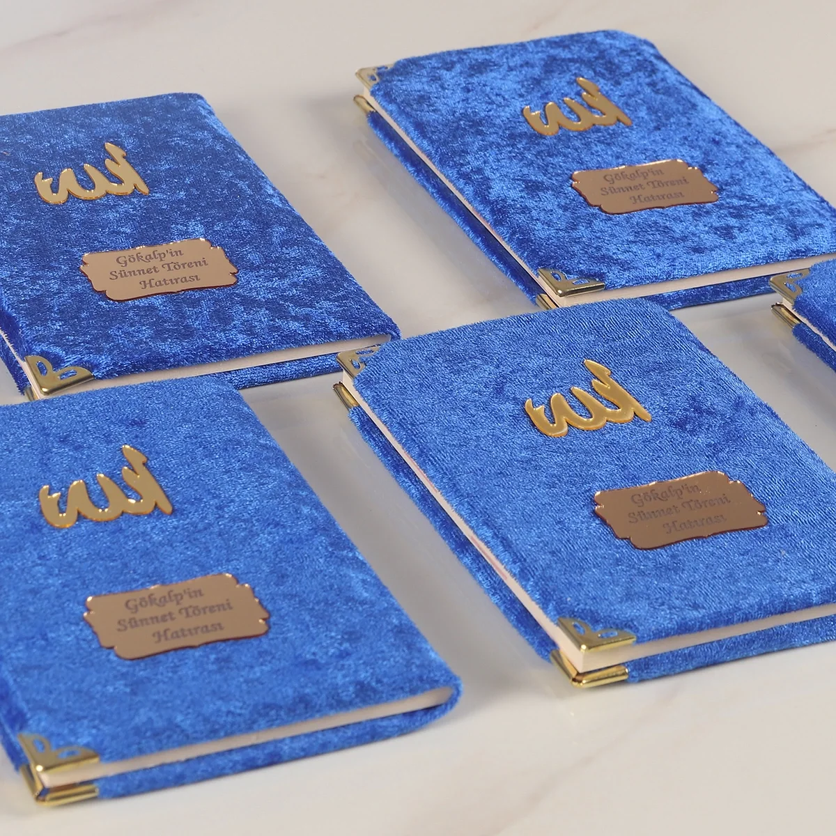 Tül Kese İçerisinde Saks Mavisi Renkli Kadife Yasin Kitabı Seti - Mevlüt Hediyelikleri