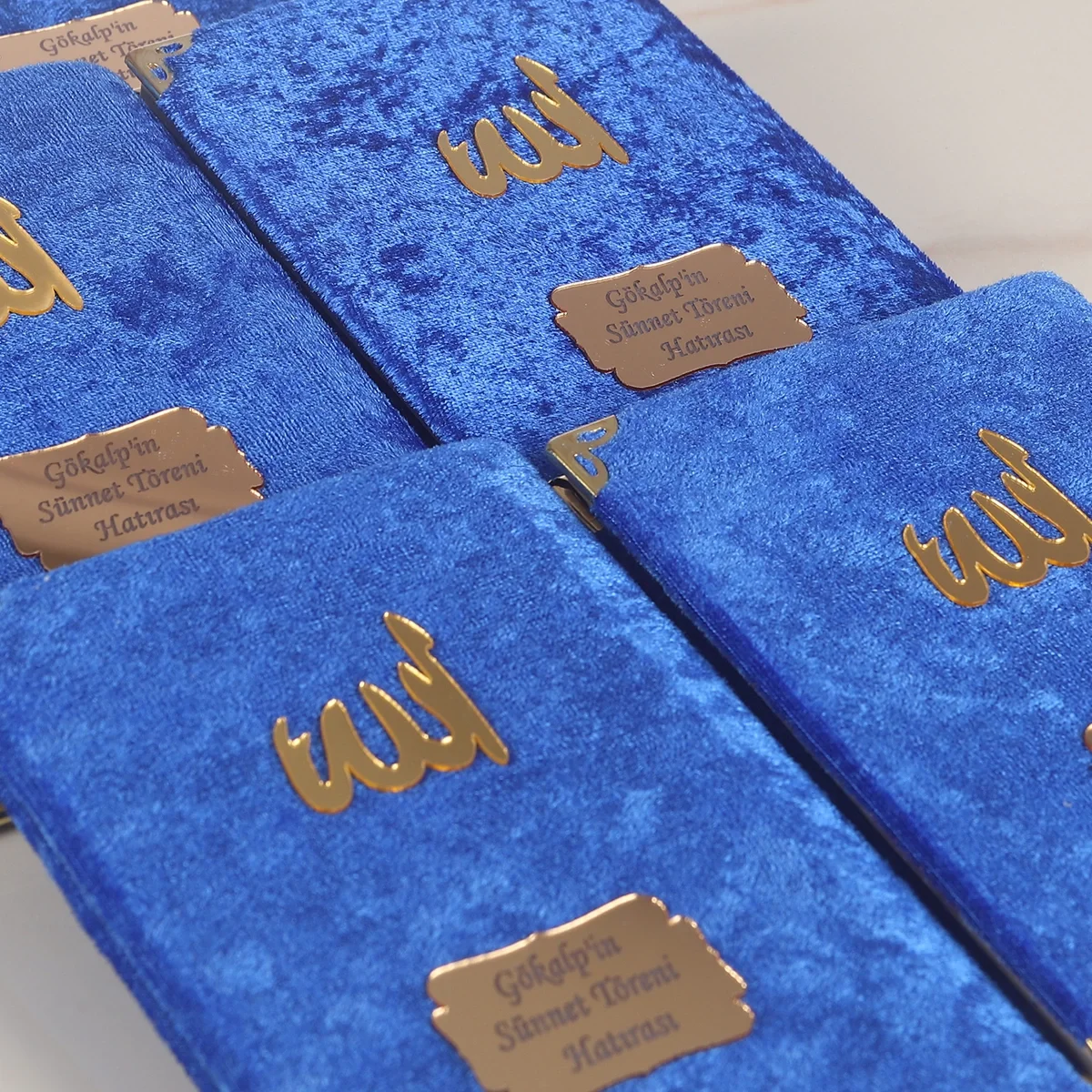 Tül Kese İçerisinde Saks Mavisi Renkli Kadife Yasin Kitabı Seti - Mevlüt Hediyelikleri
