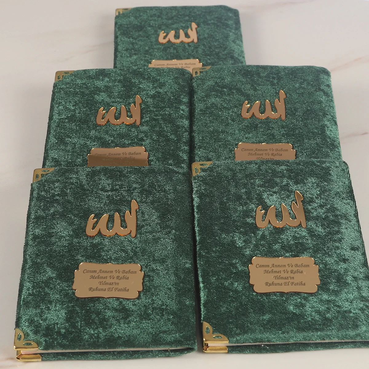 İsme Özel Zümrüt Renkli Kadife Yasin Kitabı - Mevlüt Hediyelikleri