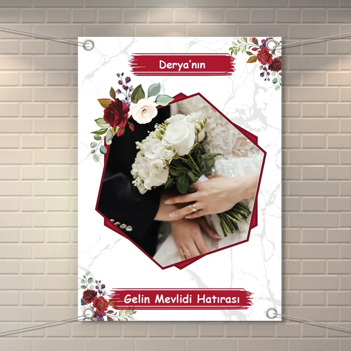 Altıgen Model Kırmızı Konsept 50 x 70 cm Özel Tasarım Branda Afiş