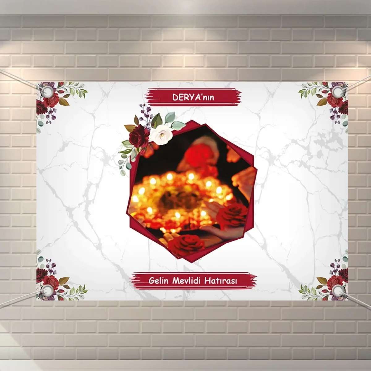 Altıgen Model Kırmızı Konsept 70 x 100 cm Özel Tasarım Branda Afiş