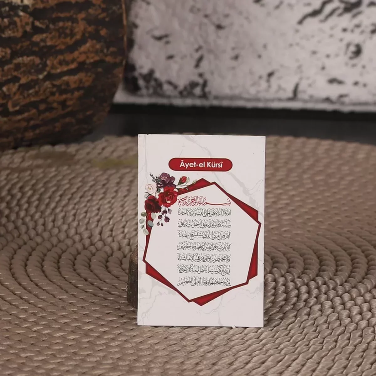 Altıgen Model Kırmızı Renkli Mevlüt İçin Ayet-el Kürsi Magnet