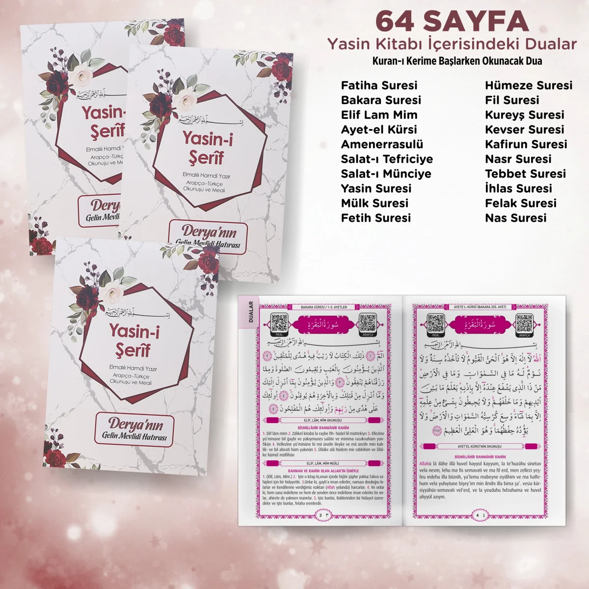 Altıgen Model Kırmızı Renkli Yasin Kitabı