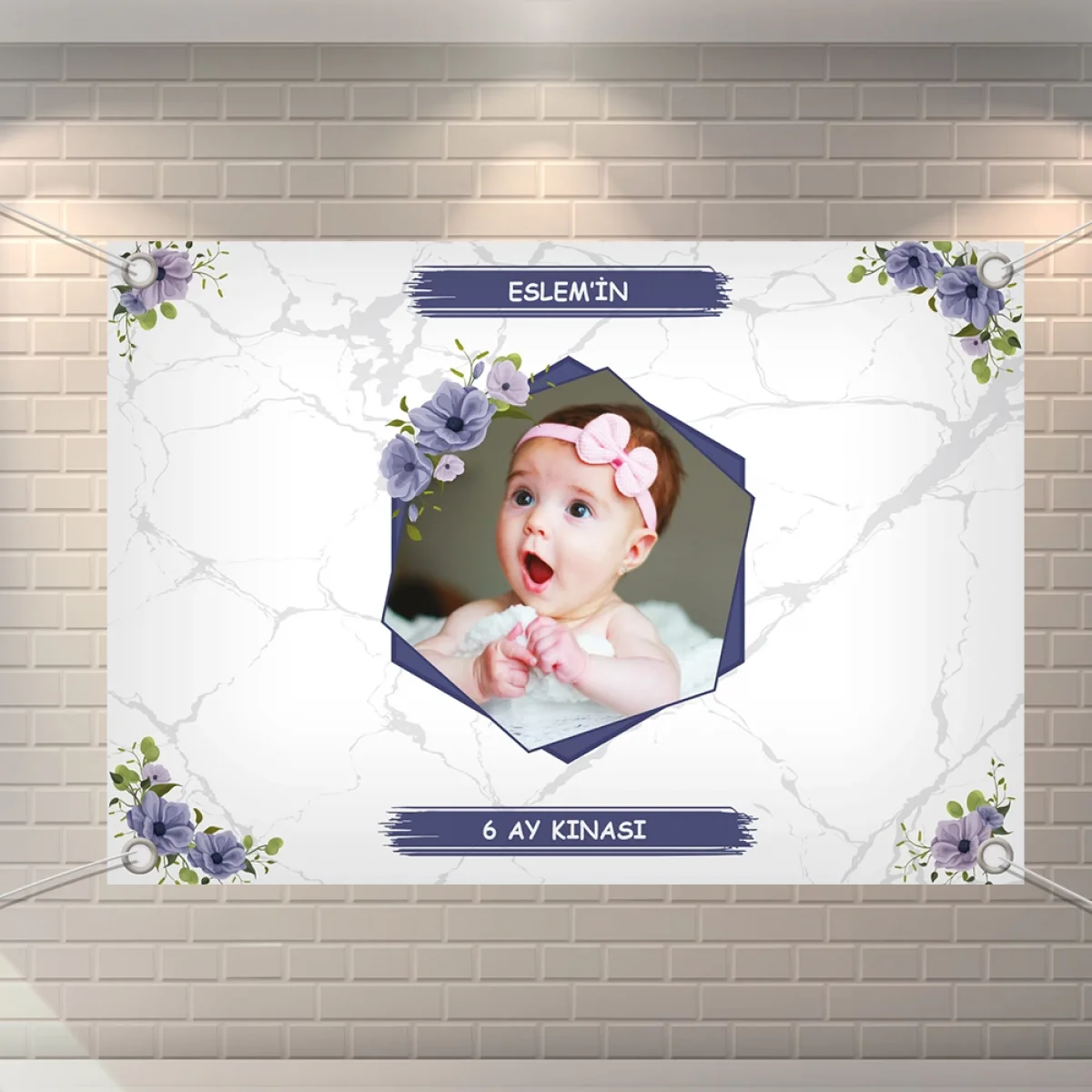 Altıgen Model Mor Konsept 70 x 100 cm Özel Tasarım Branda Afiş